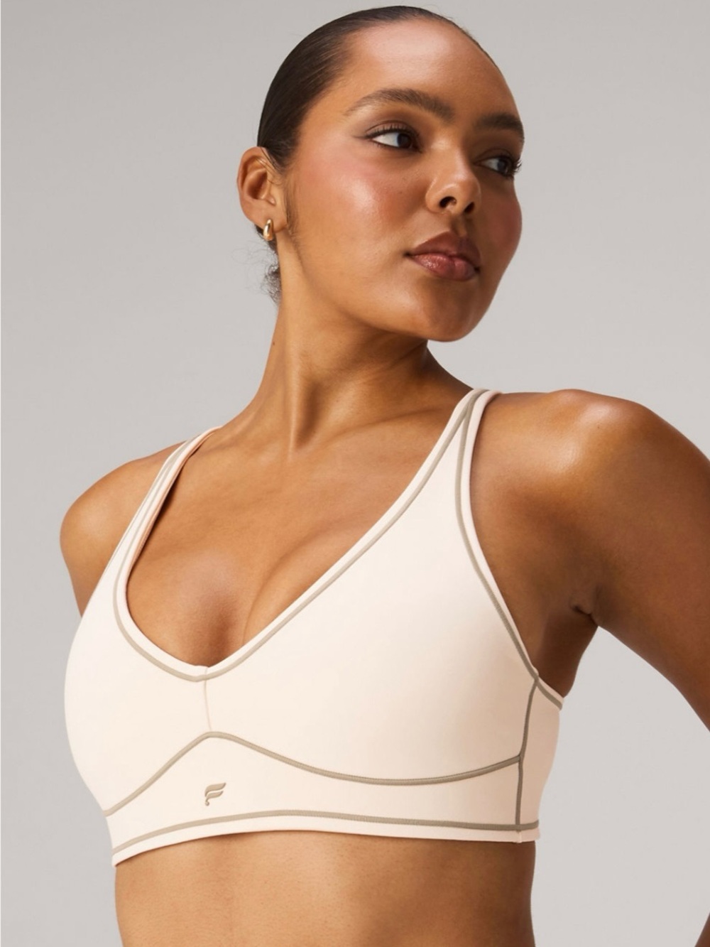 Fabletics Light Nude Seamless Sports Bra & High-Waist Shorts